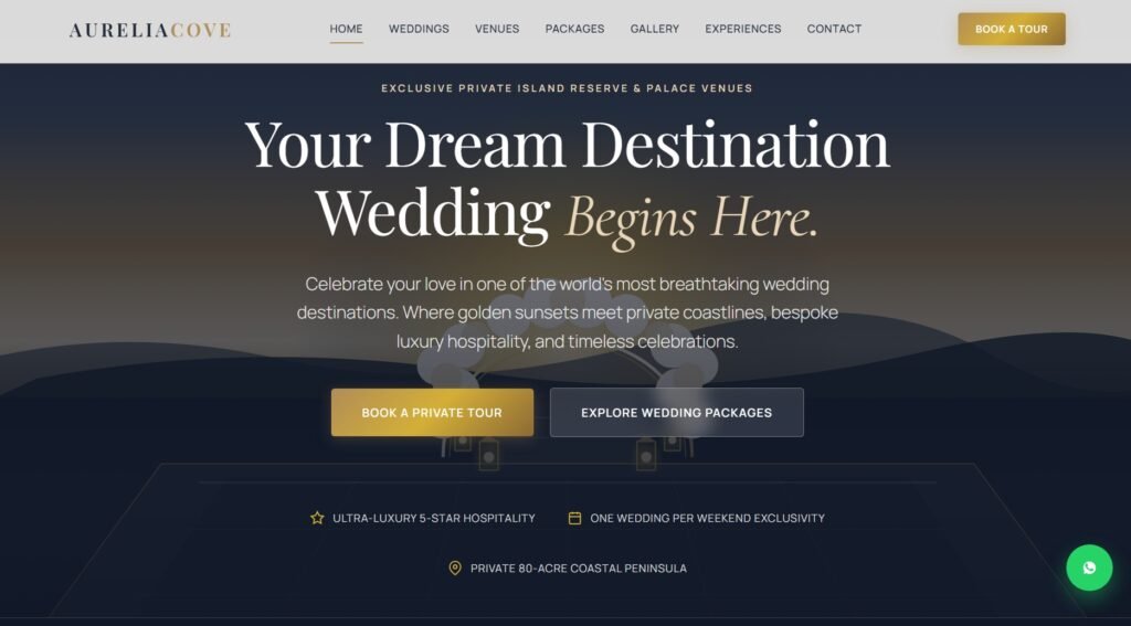 Destination Wedding Venue & Luxury Wedding Resort Website Template