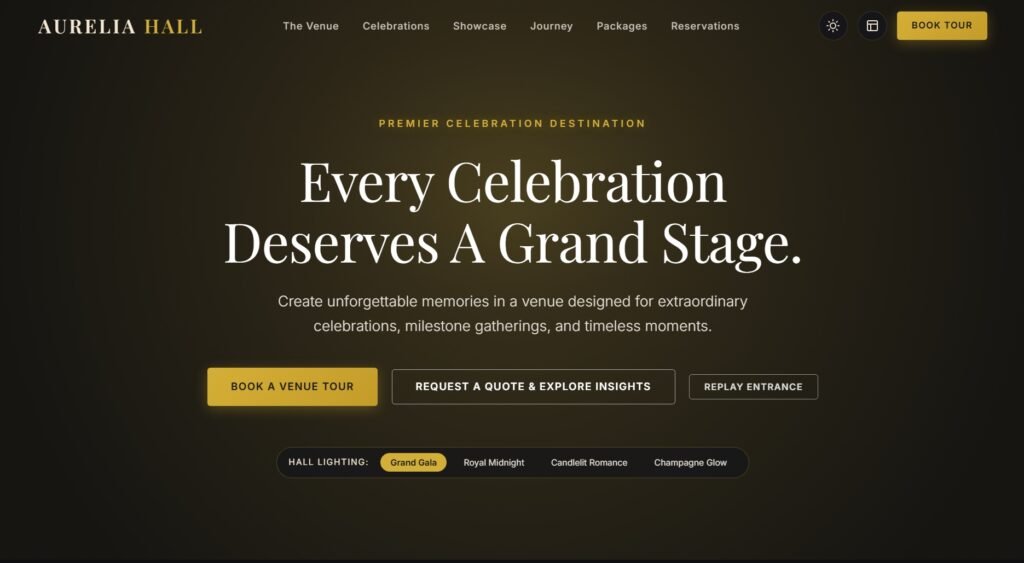 Aurelia – Luxury Celebration Hall Website Template