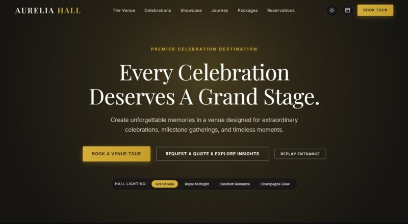 Aurelia – Luxury Celebration Hall Website Template