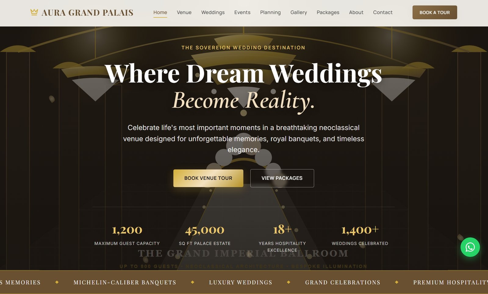 Aura Grand Palais – Luxury Wedding, Banquet & Event Venue Website Template Aura Grand Palais – Luxury Wedding, Banquet & Event Venue Website Template